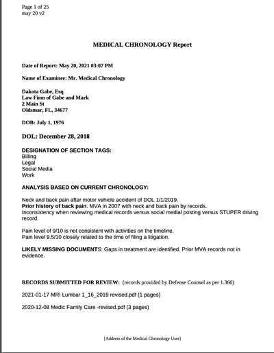 Case Chronology Report